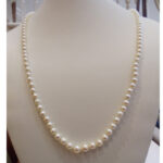 Akoya Cultured 4-8mm Pearl Necklace Strand. Extra long 35 inches.