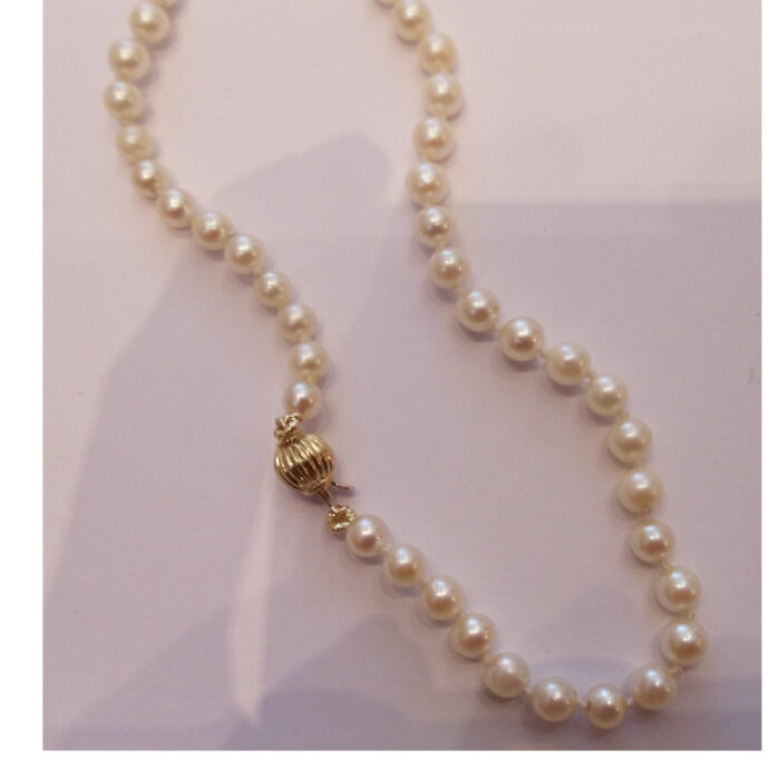 Akoya Cultured 4-8mm Pearl Necklace Strand. Extra long 35 inches.