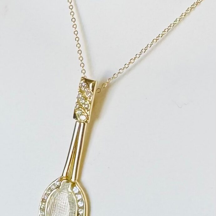 Diamond Tennis Cut Racket 4.34 carats Necklace 18K YG with GIA Certificate.