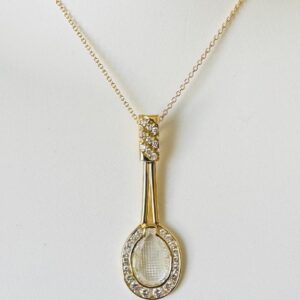 Diamond Tennis Cut Racket 4.34 carats Necklace 18K YG with GIA Certificate.