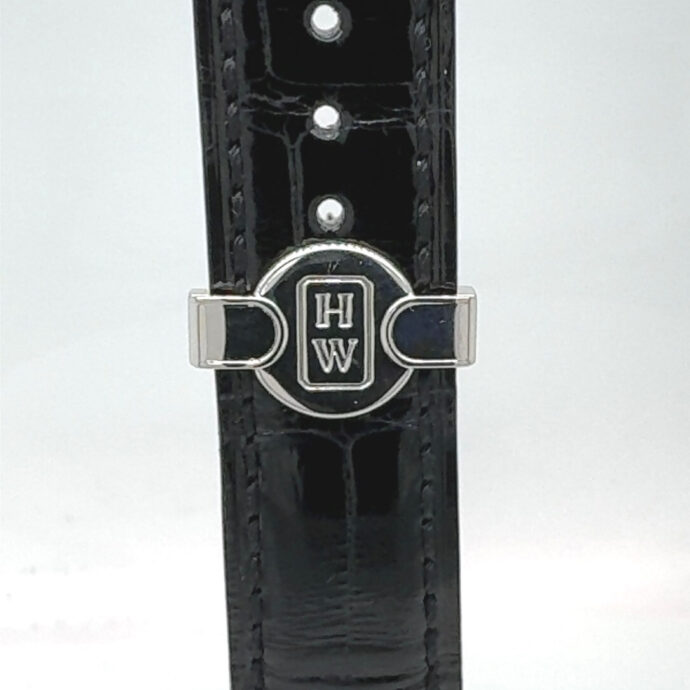 Harry Winston Avenue Diamond Watch 18K White Gold. Large Blue Face Original Box