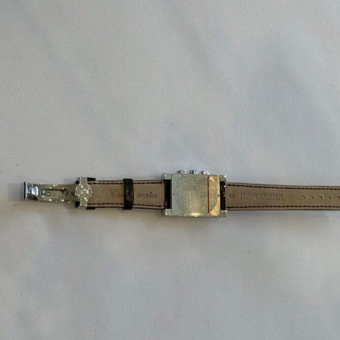 Harry Winston Avenue Diamond Watch 18K White Gold. Large Blue Face Original Box