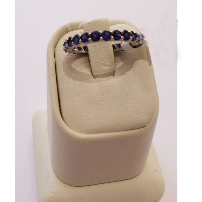 BLUE SAPPHIRE ETERNITY RING 18K WHITE GOLD SIZE 6.