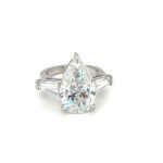 Diamond Pear Shape Engagement Ring 7.04 Carats E VVS2. Lab Grown 1.54 cts TB.