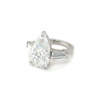 Diamond Pear Shape Engagement Ring 7.04 Carats E VVS2. Lab Grown 1.54 cts TB.