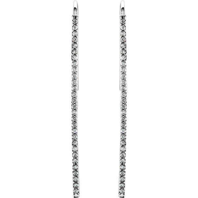 Diamond Vertical Bar Earrings 0.25 Carats 14K White Gold