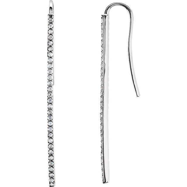 Diamond Vertical Bar Earrings 0.25 Carats 14K White Gold