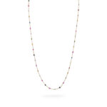 Diamond and Multi Color Gemstone Chain Necklace 32" Long  18K YG