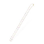 Diamond and Multi Color Gemstone Chain Necklace 32" Long  18K YG