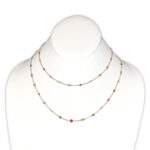 Diamond and Multi Color Gemstone Chain Necklace 32" Long  18K YG