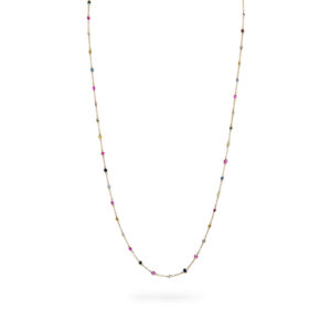 Diamond and Multi Color Gemstone Chain Necklace 32" Long 18K YG
