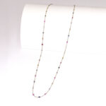 Diamond and Multi Color Gemstone Chain Necklace 32" Long  18K YG