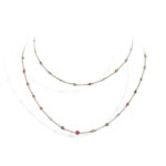 Diamond and Multi Color Gemstone Chain Necklace 32" Long  18K YG