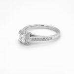 Diamond Asscher Cut Engagement Ring Set in 14K White Gold
