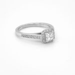 Diamond Asscher Cut Engagement Ring Set in 14K White Gold
