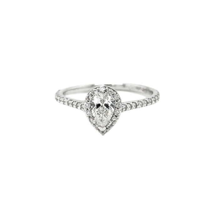 Diamond Pear Shape Engagement Ring Set in 14K White Gold
