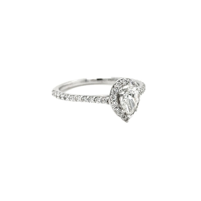 Diamond Pear Shape Engagement Ring Set in 14K White Gold