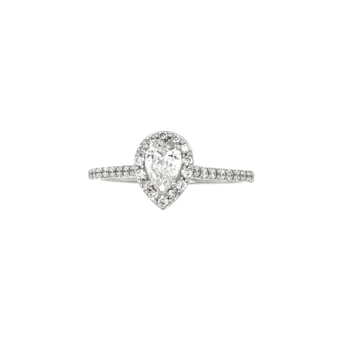 Diamond Pear Shape Engagement Ring Set in 14K White Gold