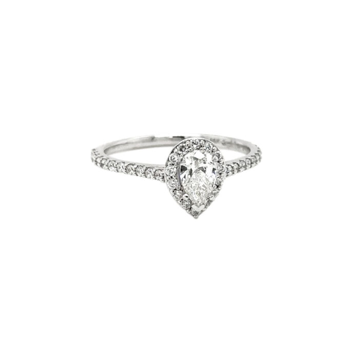 Diamond Pear Shape Engagement Ring Set in 14K White Gold