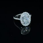 Oval Diamond Engagement Ring. 2.64 Carats E VS1 0.73 Halo Lab Grown 18KWG. GIA.