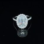 Oval Diamond Engagement Ring. 2.64 Carats E VS1 0.73 Halo Lab Grown 18KWG. GIA.