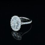 Oval Diamond Engagement Ring. 2.64 Carats E VS1 0.73 Halo Lab Grown 18KWG. GIA.