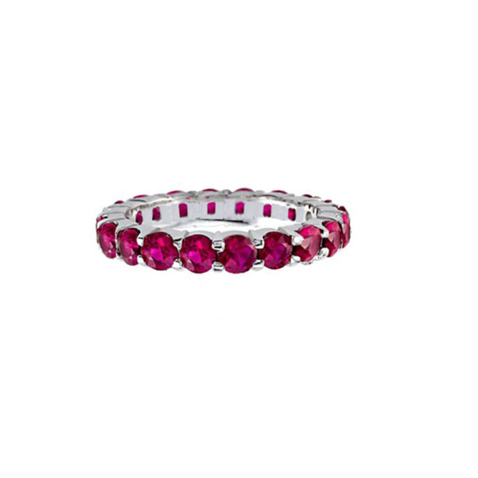 Ruby Eternity Ring 18K White Gold. Natural Ruby