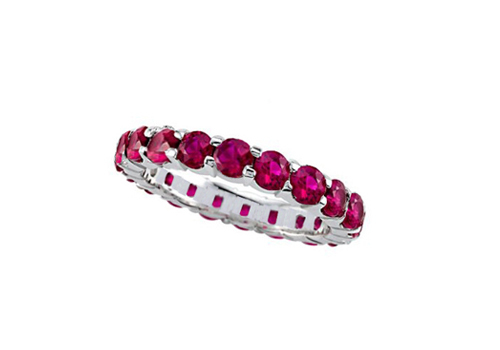 Ruby Eternity Ring 18K White Gold. Natural Ruby