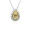 Yellow Diamond Pear Shape Necklace 4.19 carats 2 Carat halo Plat/18K Natural GIA