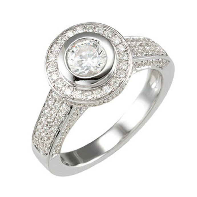 Diamond Engagement Ring 1.32 Carat Total Weight Set in 14K WG F VS2 GIA