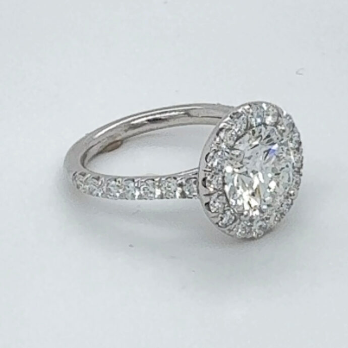 Diamond Engagement Ring 3.11 Carats E VS1  1.20 Halo. Lab Grown 4.31 TCW PLATI