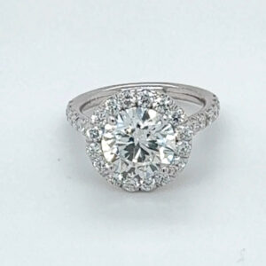 Diamond Engagement Ring 3.11 Carats E VS1  1.20 Halo. Lab Grown 4.31 TCW PLATI