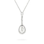 Diamond Pear Shape and Round Drop Necklace/Pendant 18K White Gold
