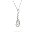 Diamond Pear Shape and Round Drop Necklace/Pendant 18K White Gold