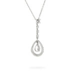 Diamond Pear Shape and Round Drop Necklace/Pendant 18K White Gold