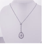 Diamond Pear Shape and Round Drop Necklace/Pendant 18K White Gold