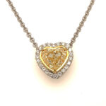 Yellow Diamond Heart Necklace 4.00 carats Heart. 0.75 Halo GIA Natural Diamond