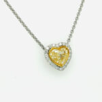 Yellow Diamond Heart Necklace 4.00 carats Heart. 0.75 Halo GIA Natural Diamond