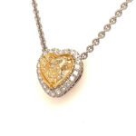 Yellow Diamond Heart Necklace 4.00 carats Heart. 0.75 Halo GIA Natural Diamond