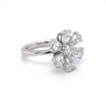 Diamond Flower Pear Shape and Round  Ring 2.72 Carats D-F Color GIA Certificates