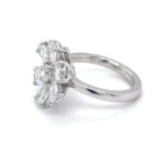 Diamond Flower Pear Shape and Round  Ring 2.72 Carats D-F Color GIA Certificates