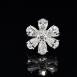 Diamond Flower Pear Shape and Round  Ring 2.72 Carats D-F Color GIA Certificates