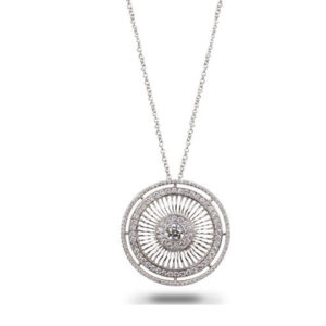 Diamond Necklace Pendant 2.32 Carat Total Weight 18K White Gold