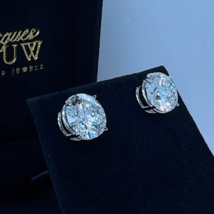 Diamond Stud Earrings 8.11 Carats Lab Grown F  VVVS2.IGI Cert. Plat.
