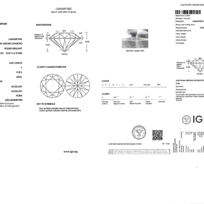 Diamond Stud Earrings 8.11 Carats Lab Grown F  VVVS2.IGI Cert. Plat.