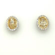 4.08 carats Natural Yellow Diamond Earrings Oval Shape.  Plat/18 KYG Halo. GIA.