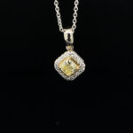 Diamond Radiant 0.34 Carat Fancy Intense Yellow Pendant 18KYG/WG