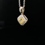 Diamond Radiant 0.34 Carat Fancy Intense Yellow Pendant 18KYG/WG