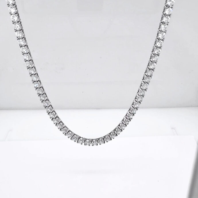 Diamond Tennis Necklace 24.00 Carats. E-F Color VS Clarity 14KWG 18” Lab Grown.