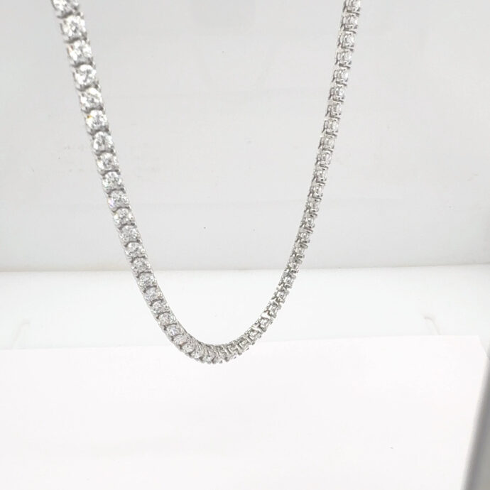 Diamond Tennis Necklace 24.00 Carats. E-F Color VS Clarity 14KWG 18” Lab Grown.